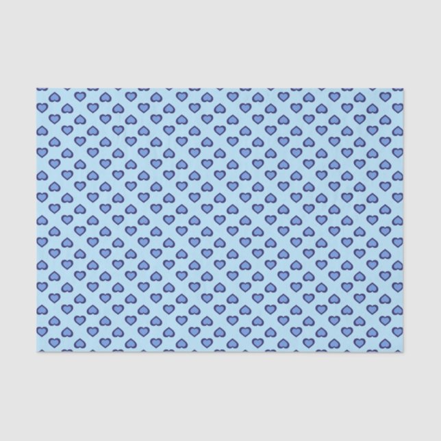 Papier Mousseline Coeurs bleus (Recto)