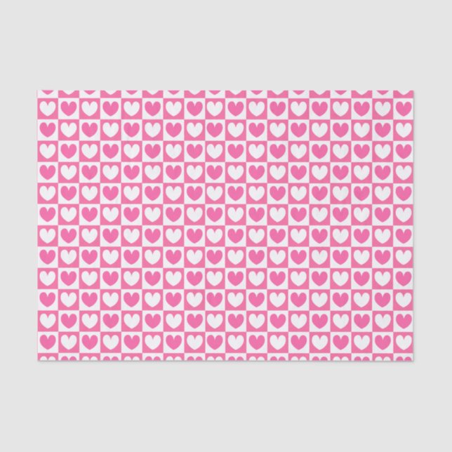 Papier Mousseline Coeurs d'amour rose et blanc Saint Valentin (Recto)