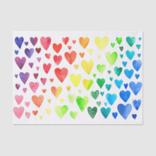Papier Mousseline Coeurs d'arc-en-ciel