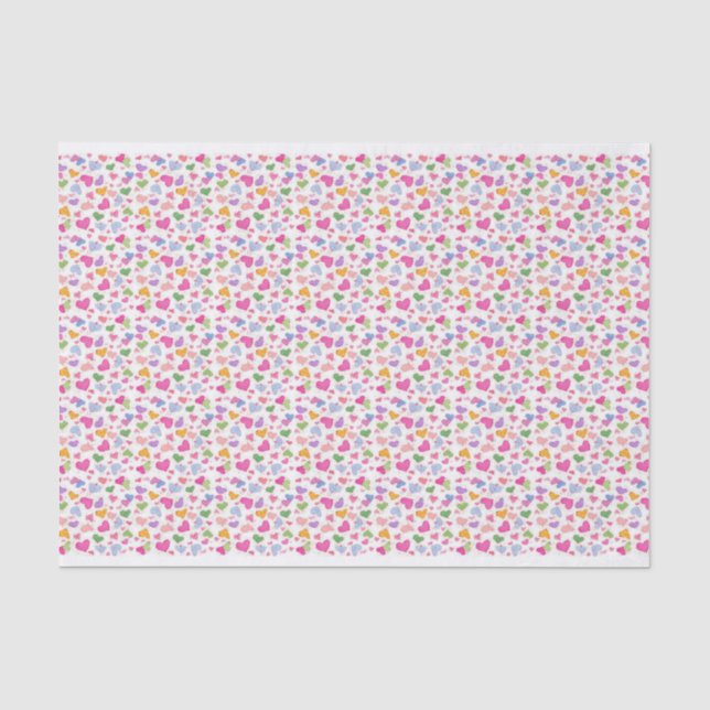 Papier Mousseline Coeurs de bonbons Aquarelle Pastel Rose Orange (Recto)