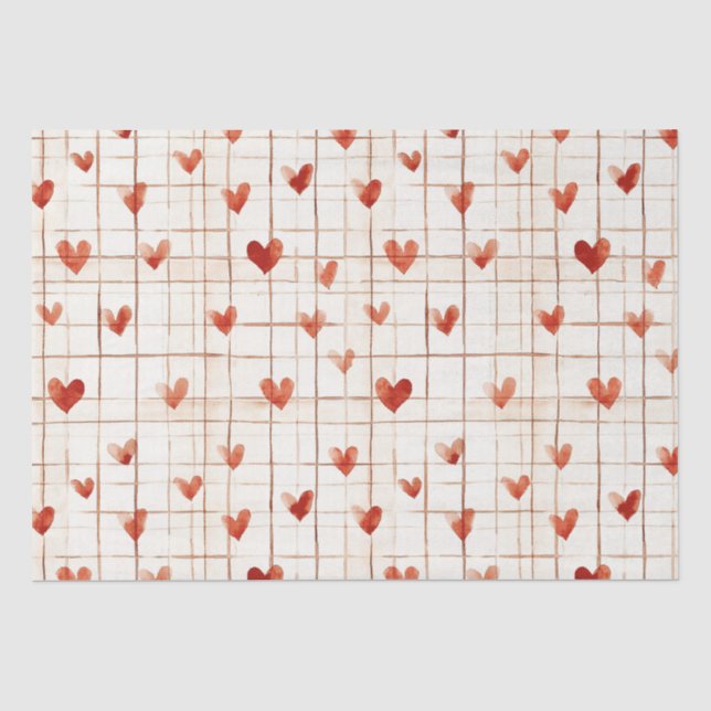 Papier Mousseline Coeurs de crème rouge Abstraits (Recto)