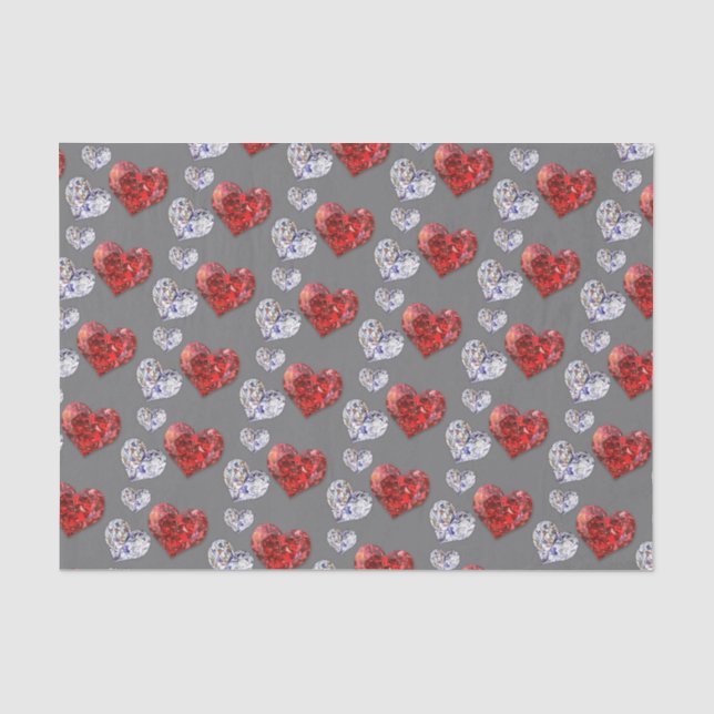 Papier Mousseline Coeurs de diamants précieux et élégants (Recto)