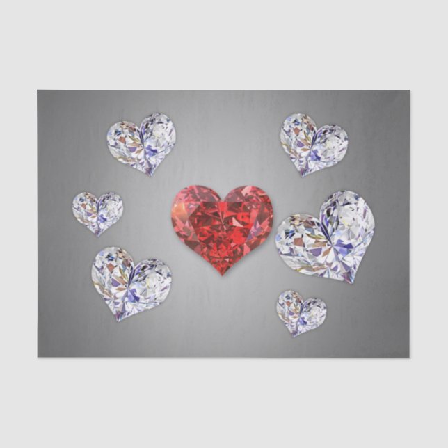 Papier Mousseline Coeurs de diamants précieux et élégants (Recto)