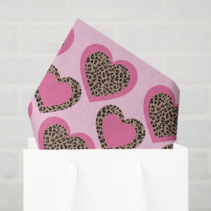 Papier Mousseline Cœurs de léopard rose bébé Fête