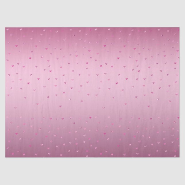 Papier Mousseline Coeurs de Parties scintillant en verre rose (Recto)