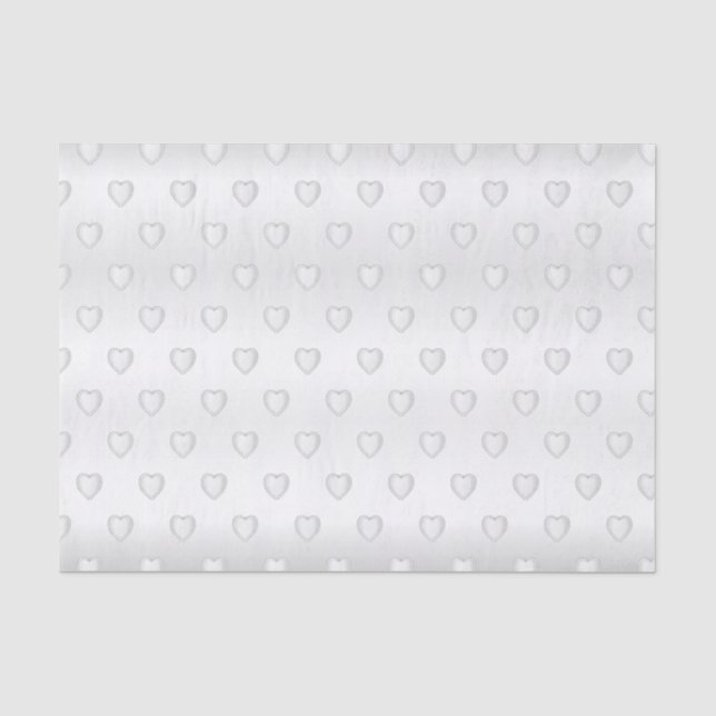 Papier Mousseline Coeurs Diamants Satinés Blancs (Recto)