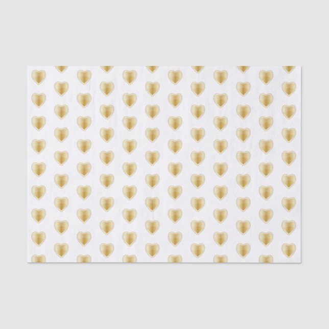 Papier Mousseline Coeurs élégants d'or blanc et de diamant (Recto)