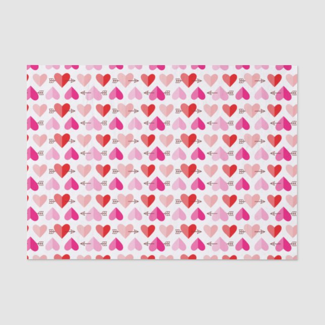 Papier Mousseline Coeurs et flèches mignons rose et rouge de (Recto)