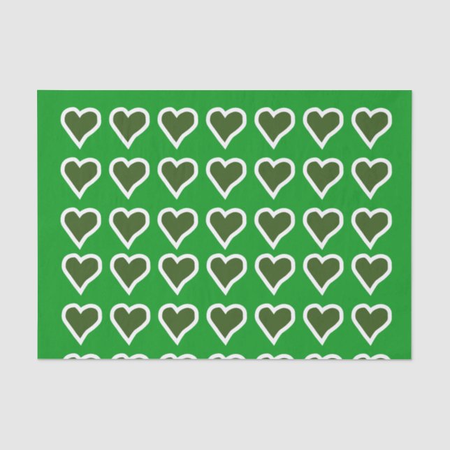 Papier Mousseline Coeurs irlandais verts (Recto)