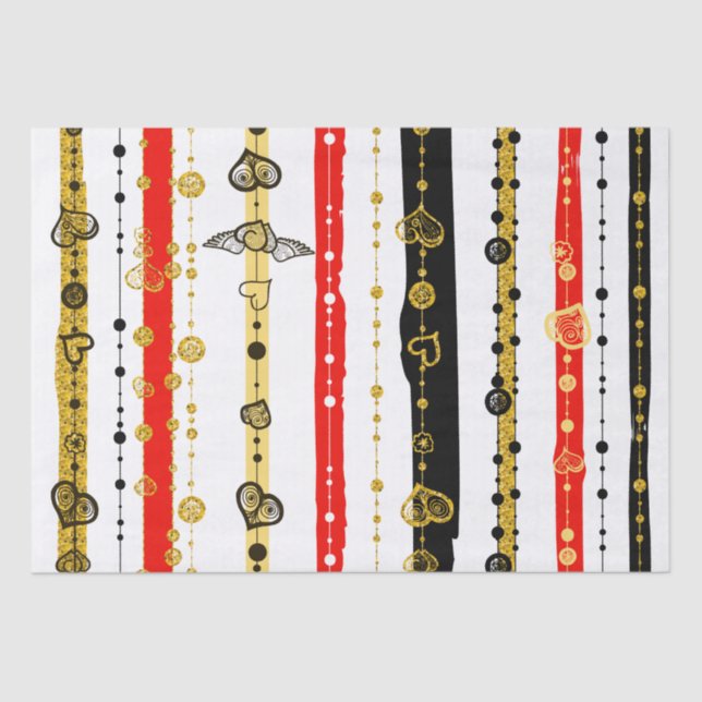 Papier Mousseline Coeurs mignons motif de gribouillage main (Recto)