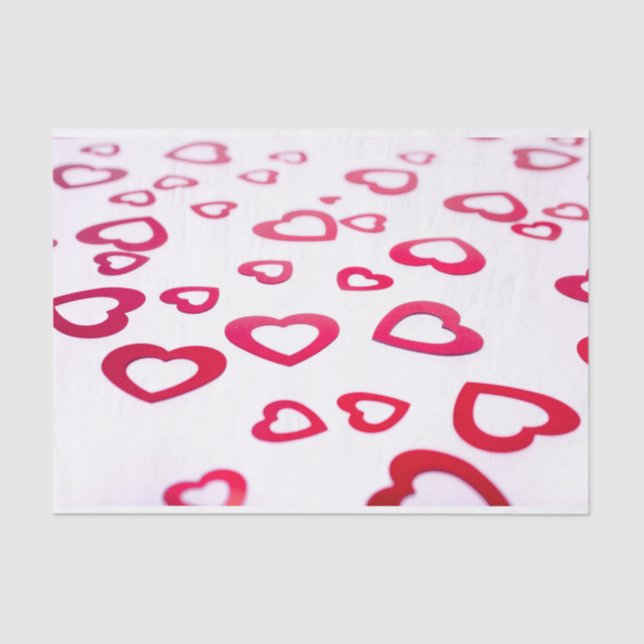 Papier Mousseline Coeurs modernes de Saint Valentin rouge et blanc (Recto)