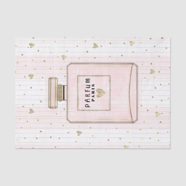Papier Mousseline Coeurs rose et or Paris Parfum Chic Mode (Recto)