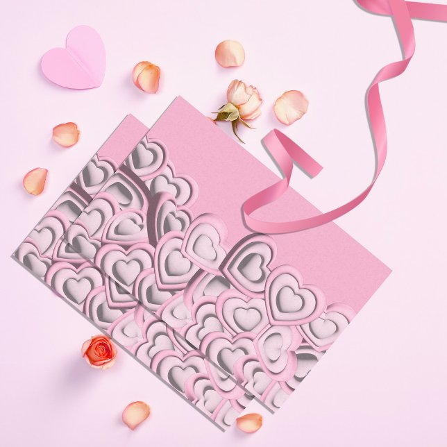 Papier Mousseline Coeurs rose vif en 3D Découpage de la Saint-Valent (Créateur téléchargé)