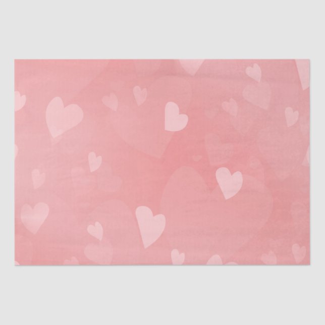 Papier Mousseline Coeurs roses flottants doux personnalisés (Recto)