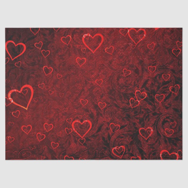 Papier Mousseline Coeurs rouges gothiques (Recto)