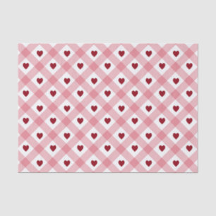 Papier Mousseline Coeurs rouges rose