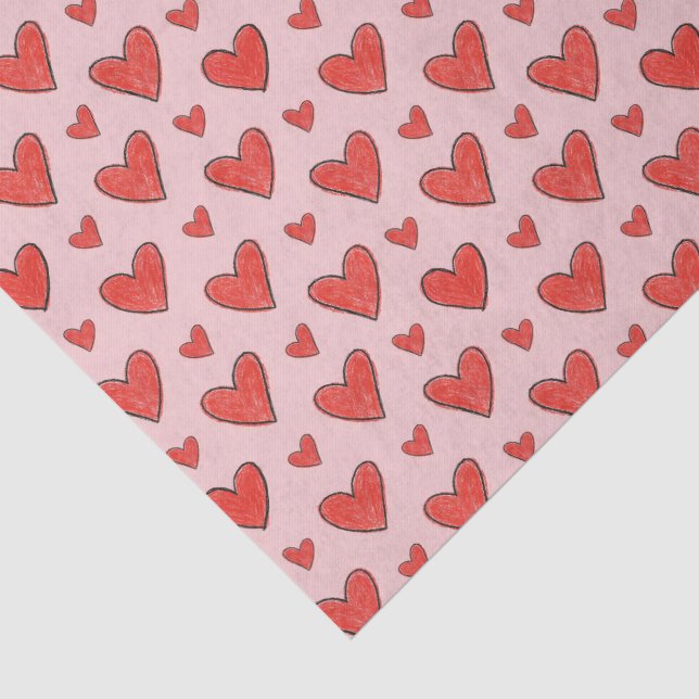 Papier Mousseline Cœurs rouges sur motif de coloriage pour enfant ro (Détail)