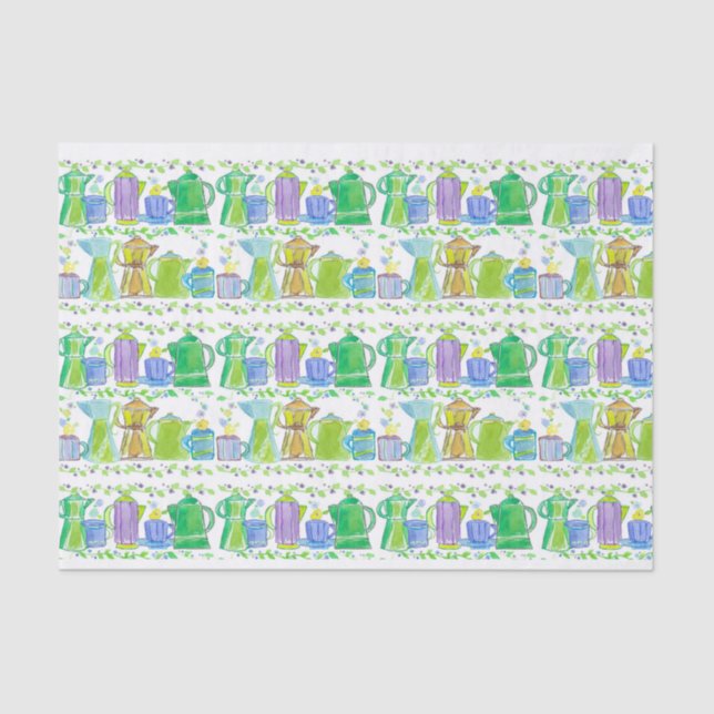 Papier Mousseline Coffee Shop French Press Cups Illustration (Recto)
