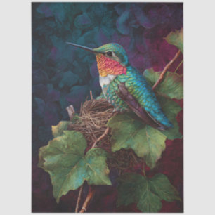 Papier Mousseline Colibri à gorge rubis découpage