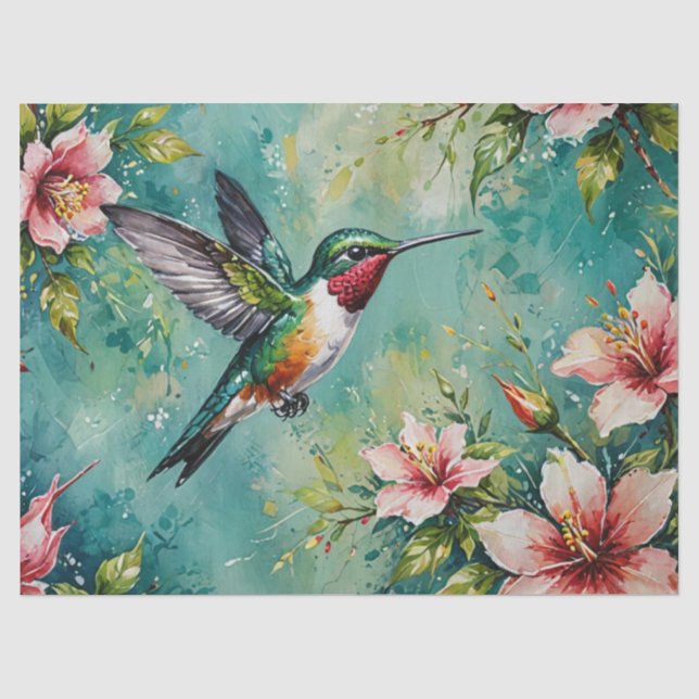 Papier Mousseline Colibri floral (Recto)