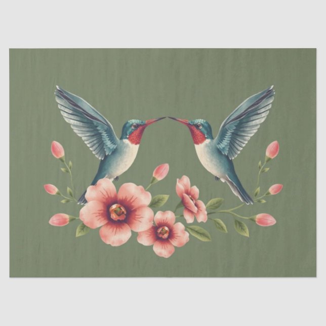 Papier Mousseline Colibri floral (Recto)