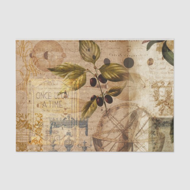 Papier Mousseline Collage botanique vintage (Recto)