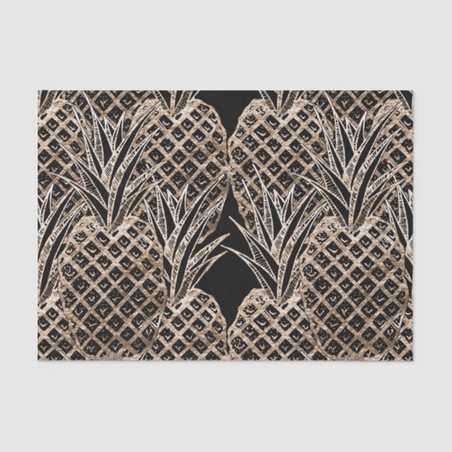 Papier Mousseline Collage d'ananas de feuille d'or de Faux (Recto)