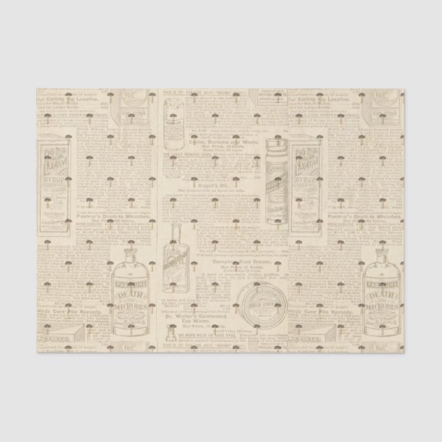 Papier Mousseline Collage de champignons vintages (Recto)