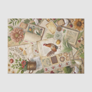 Papier Mousseline Collage de Ferme Vintage