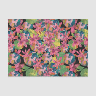 Papier Mousseline Collage de fleurs roses sur Arrière - plan noir