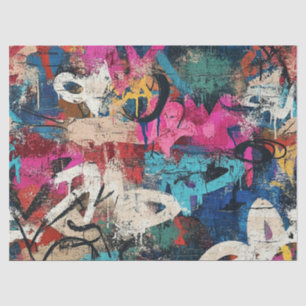 Papier Mousseline Collage de graffiti urbain avec des couleurs vives