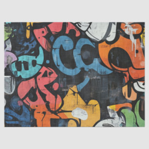 Papier Mousseline Collage de graffiti urbain avec des couleurs vives