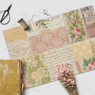 Papier Mousseline Collage de jardin vintage et Ephemera
