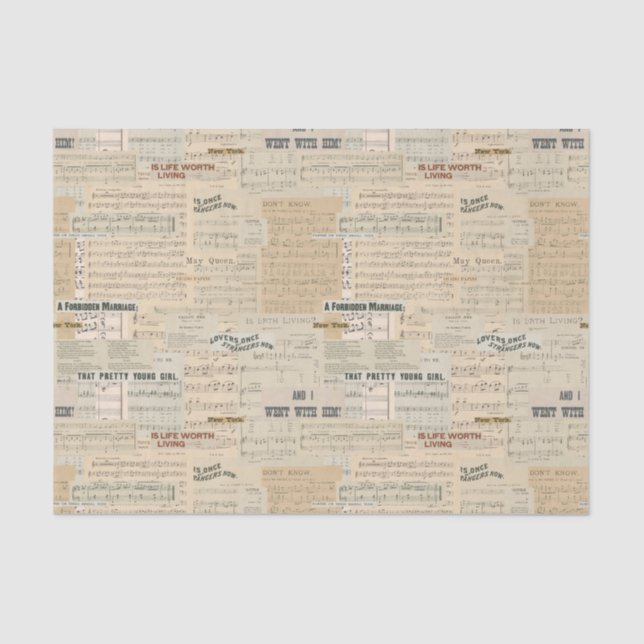 Papier Mousseline Collage de musique vintage (Recto)