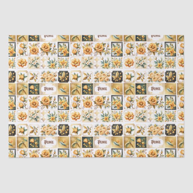 Papier Mousseline Collage de Noël en or (Recto)