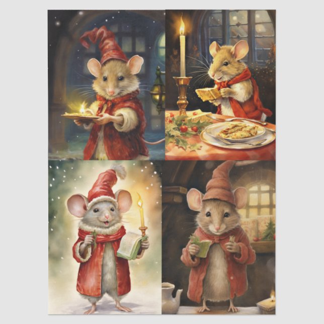 Papier Mousseline Collage de souris de Noël pour découpage (Recto)