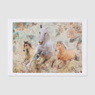 Papier Mousseline Collage de trois chevaux sauvages galopants