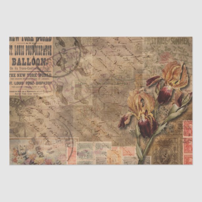 Papier Mousseline Collage d'Ephemera Vintage Shabby Chic Decoupage (Recto)