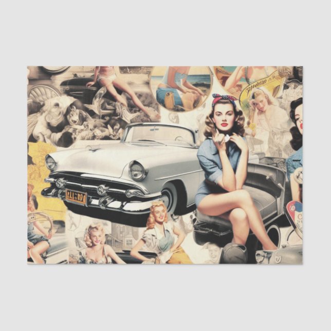 Papier Mousseline Collage Des Filles Rétro Des Années 1950 (Recto)