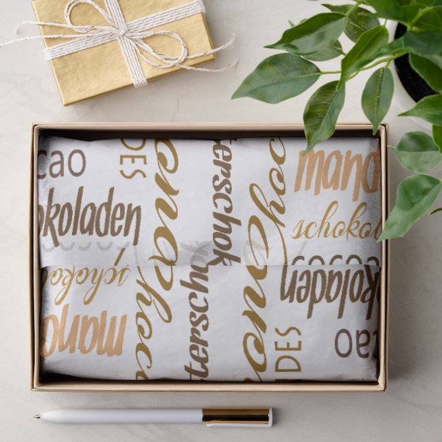 Papier Mousseline Collage du chocolat, des amandes et du mot chocola (Cadeau)