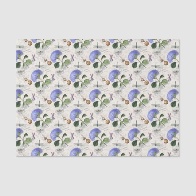 Papier Mousseline Collage Hydrangea (Recto)