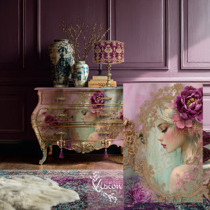 Papier Mousseline Collage Luxe, Portrait Floral en Médias Mixtes