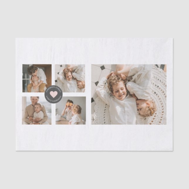 Papier Mousseline Collage moderne Cadeau photo de famille personnali (Recto)