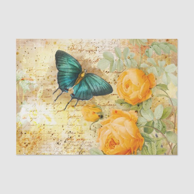 Papier Mousseline Collage papillon vintage (Recto)
