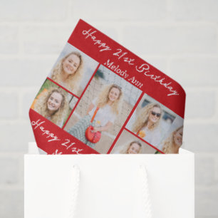 Papier Mousseline Collage photo d'anniversaire personnalisé rouge vi
