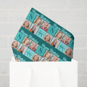 Papier Mousseline Collage photo personnalisé pour anniversaire chic 