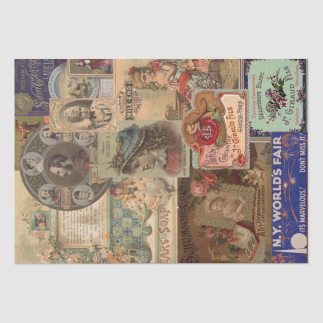 Papier Mousseline Collage publicitaire vintage Shabby Chic Decoupage (Recto)