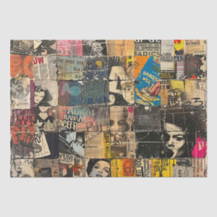 Papier Mousseline Collage rustique Vintage de journaux (7)