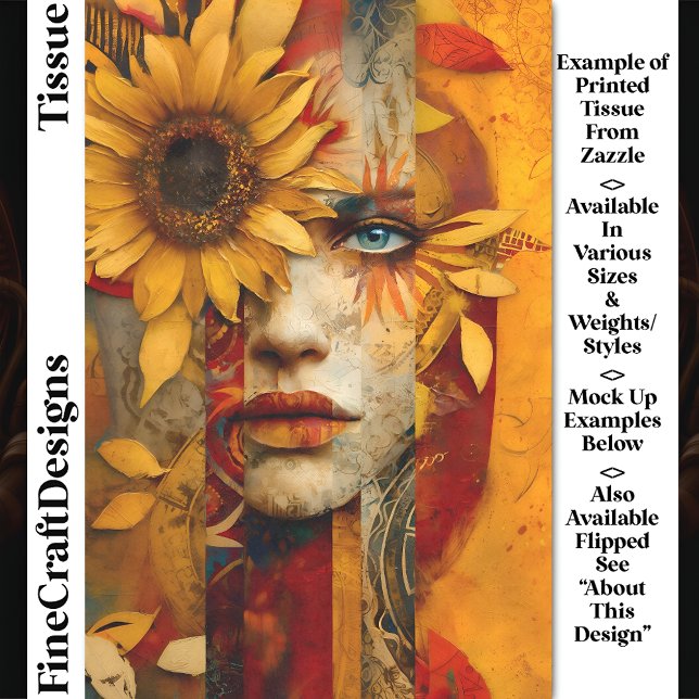Papier Mousseline Collage Surreal Woman & Sunflower DS7R Découpage (Créateur téléchargé)