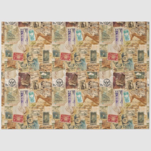 Papier Mousseline Collage vieilli Postage Ephemera (Recto)